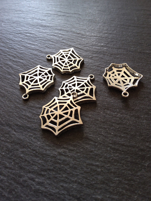 20 or 100 Cobweb Charms Antique Silver Tone 24x24mm - ContentedCatz