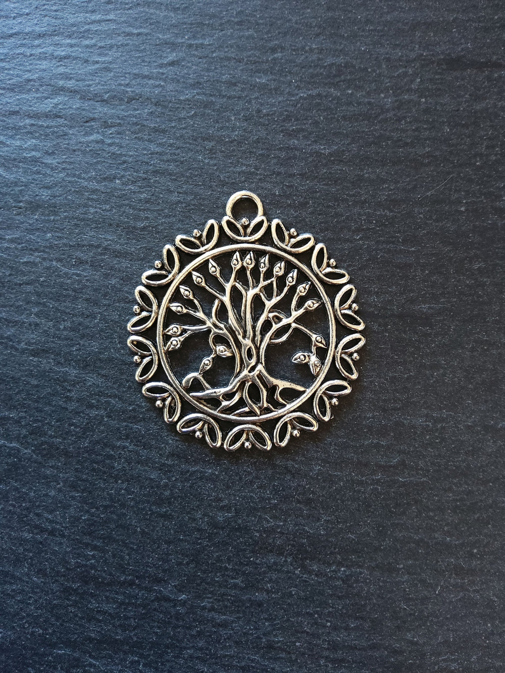 2 or 10 Large Round Tree of Life Pendants. Antique Silver Tone Alloy 51x36mm