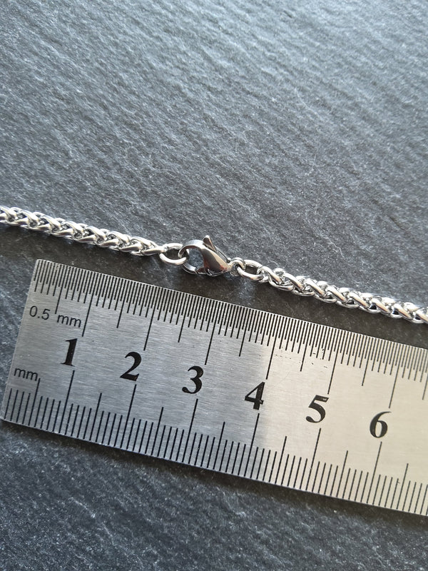 Stainless Steel Wheat Chain Necklace or Bracelet 3mm Wide