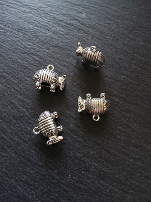 2 or 10 Armadillo Charms 3D & Antique Silver Tone Metal Alloy 19x17x8mm - ContentedCatz