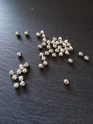 40 or 200 Silver Plated 5mm Smooth Round Hollow Copper Spacer Ball Beads