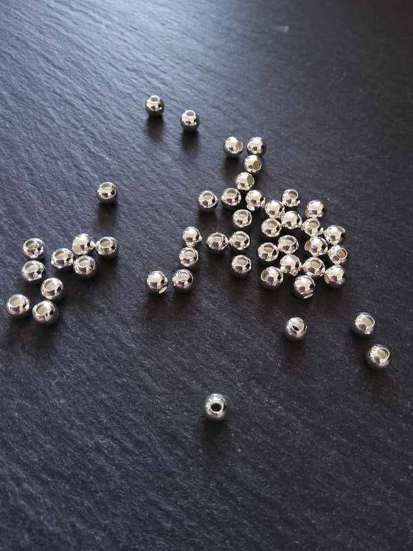 40 or 200 Silver Plated 5mm Smooth Round Hollow Copper Spacer Ball Beads