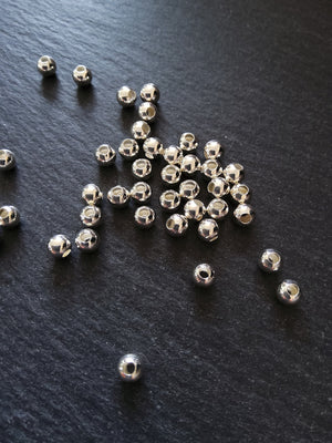 40 or 200 Silver Plated 5mm Smooth Round Hollow Copper Spacer Ball Beads