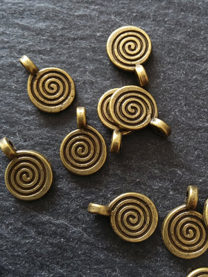 20 or 100 Round Swirl Charms Antique Bronze Tone 12x8x1.5m Nickel FREE
