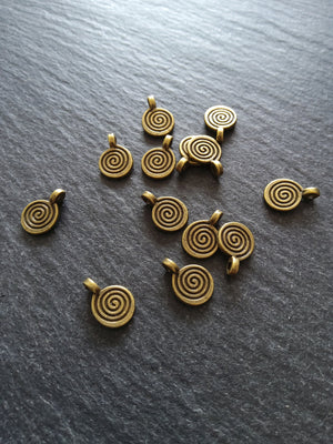 20 or 100 Round Swirl Charms Antique Bronze Tone 12x8x1.5m Nickel FREE