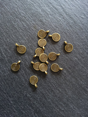 20 or 100 Round Swirl Charms Antique Bronze Tone 12x8x1.5m Nickel FREE