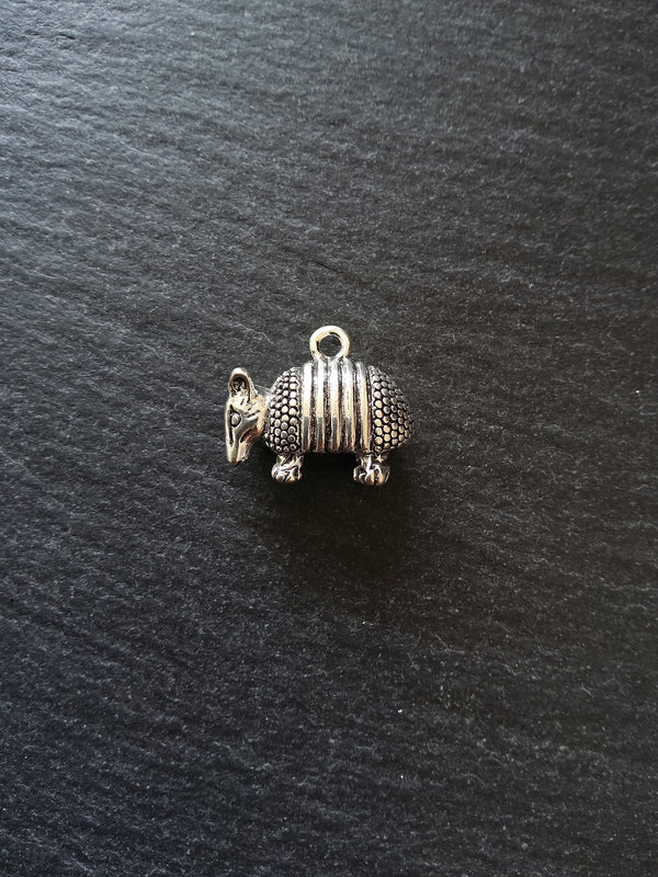 2 or 10 Armadillo Charms 3D & Antique Silver Tone Metal Alloy 19x17x8mm - ContentedCatz