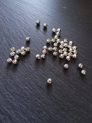 40 or 200 Silver Plated 5mm Smooth Round Hollow Copper Spacer Ball Beads