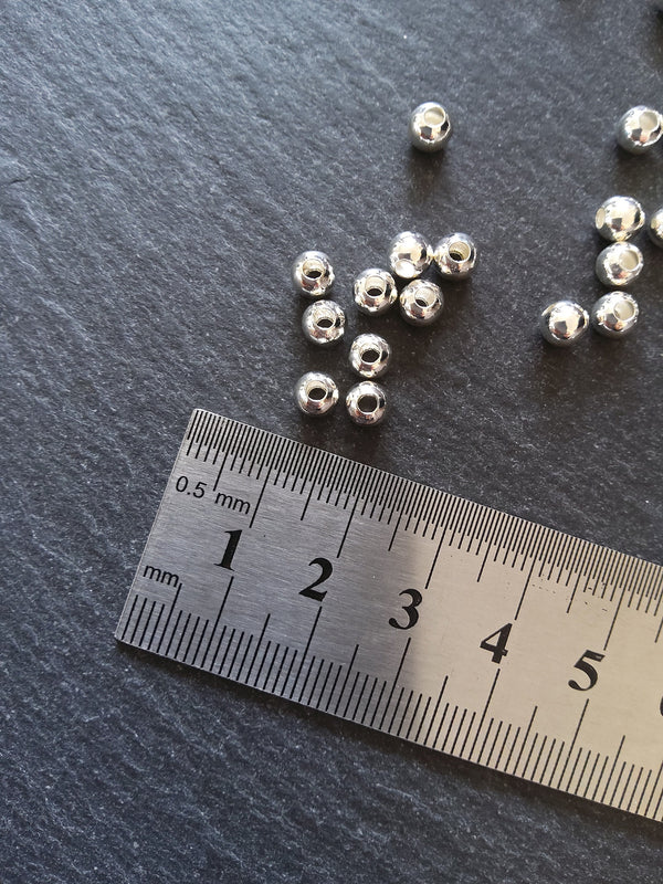 40 or 200 Silver Plated 5mm Smooth Round Hollow Copper Spacer Ball Beads