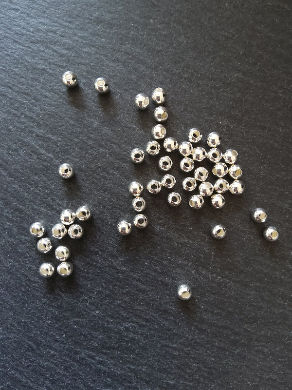 40 or 200 Silver Plated 5mm Smooth Round Hollow Copper Spacer Ball Beads