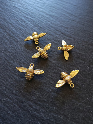 Lovely Little Real Gold Plated Bee Charms 11.5x17x4.5mm Nickel FREE