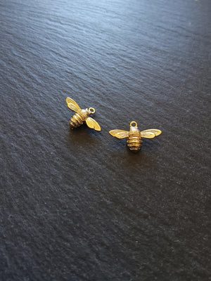 Lovely Little Real Gold Plated Bee Charms 11.5x17x4.5mm Nickel FREE