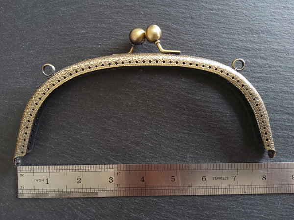 Patterned 20.5cm Bronze Bag or Purse Frame Kiss Clasp Arch Finding 20.5x10.5cm (8 inch)
