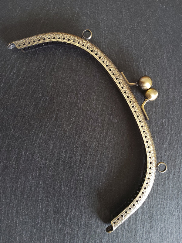 Patterned 20.5cm Bronze Bag or Purse Frame Kiss Clasp Arch Finding 20.5x10.5cm (8 inch)