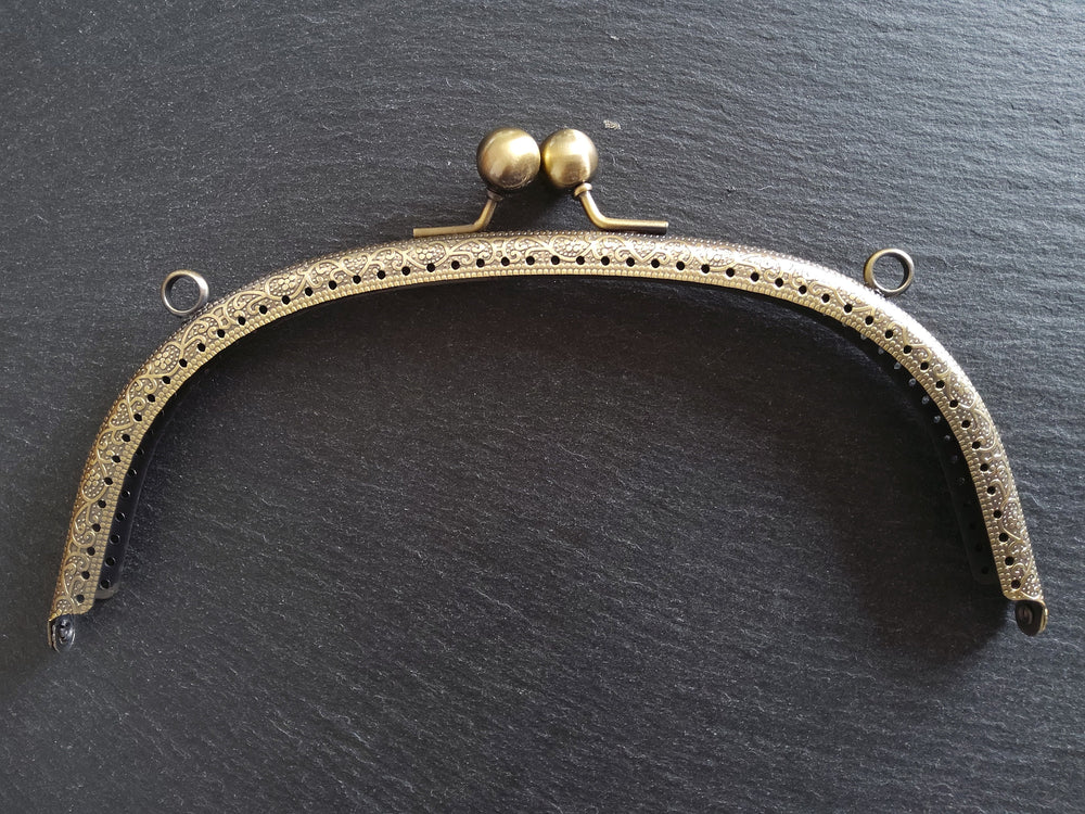 Patterned 20.5cm Bronze Bag or Purse Frame Kiss Clasp Arch Finding 20.5x10.5cm (8 inch)