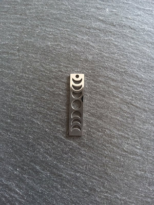 2 or 10 Stainless Steel Phases of the Moon Pendants Flat 35x8x1mm