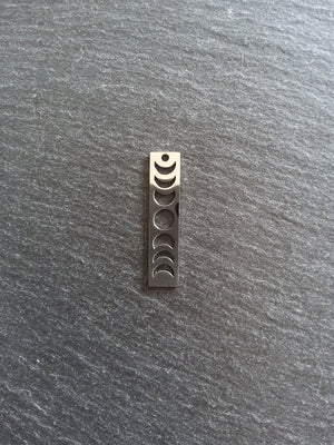 2 or 10 Stainless Steel Phases of the Moon Pendants Flat 35x8x1mm