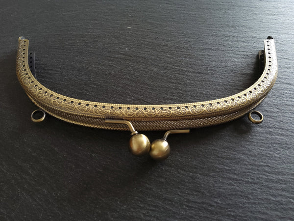Patterned 20.5cm Bronze Bag or Purse Frame Kiss Clasp Arch Finding 20.5x10.5cm (8 inch)