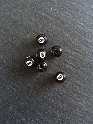 20 or 100 Black & White Number 8 Ball Beads 12mm Acrylic Hole: 4mm