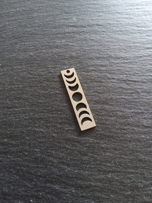 2 or 10 Stainless Steel Phases of the Moon Pendants Flat 35x8x1mm