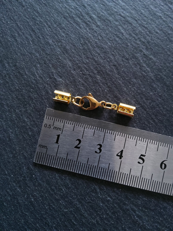 4 or 20 Gold Stainless Steel Crimp End Sets for 4mm to 4.5mm Cord Necklaces & Bracelets