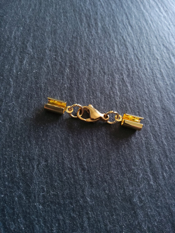 4 or 20 Gold Stainless Steel Crimp End Sets for 4mm to 4.5mm Cord Necklaces & Bracelets