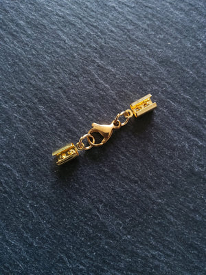 4 or 20 Gold Stainless Steel Crimp End Sets for 4mm to 4.5mm Cord Necklaces & Bracelets