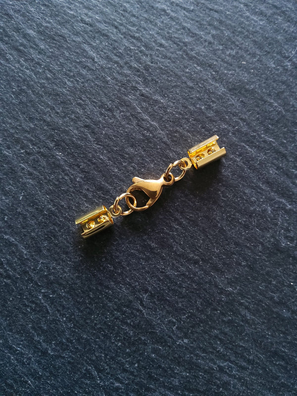 4 or 20 Gold Stainless Steel Crimp End Sets for 4mm to 4.5mm Cord Necklaces & Bracelets