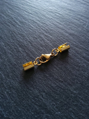 4 or 20 Gold Stainless Steel Crimp End Sets for 4mm to 4.5mm Cord Necklaces & Bracelets