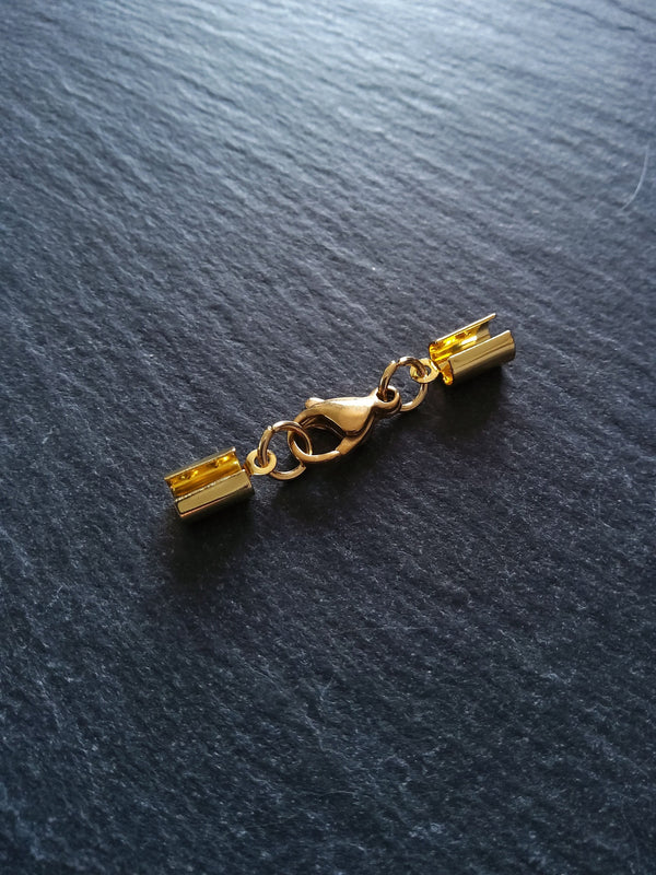 4 or 20 Gold Stainless Steel Crimp End Sets for 4mm to 4.5mm Cord Necklaces & Bracelets