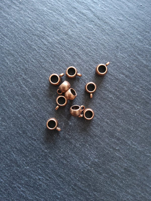 10 or 50 Bail Beads 8mm Antique Copper Plain Smooth 11x5x8mm Hole: 5mm