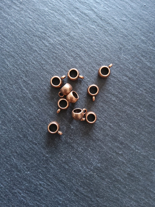 10 or 50 Bail Beads 8mm Antique Copper Plain Smooth 11x5x8mm Hole: 5mm