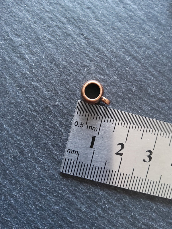 10 or 50 Bail Beads 8mm Antique Copper Plain Smooth 11x5x8mm Hole: 5mm