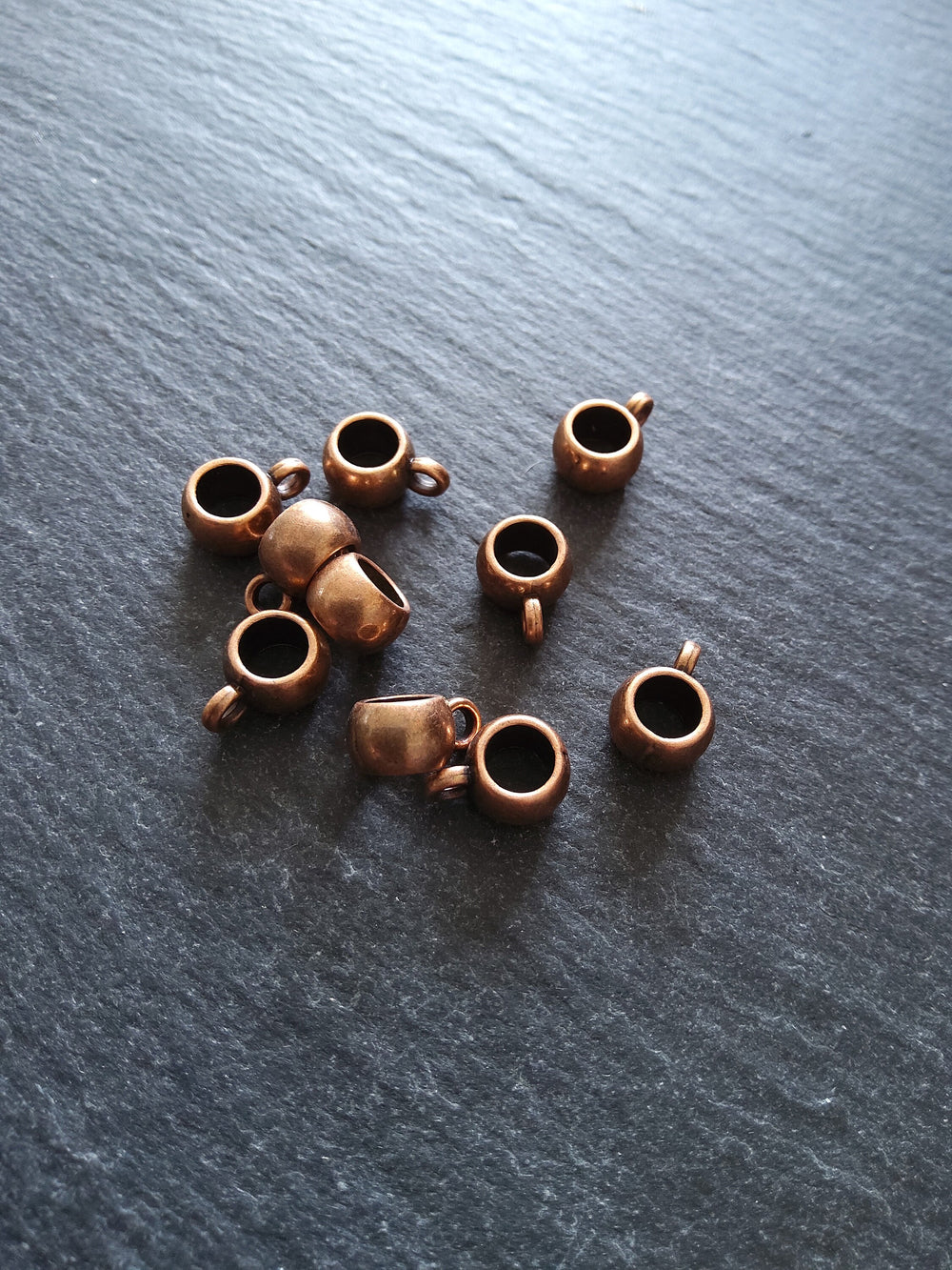 10 or 50 Bail Beads 8mm Antique Copper Plain Smooth 11x5x8mm Hole: 5mm