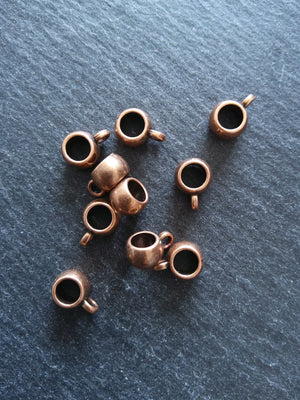 10 or 50 Bail Beads 8mm Antique Copper Plain Smooth 11x5x8mm Hole: 5mm