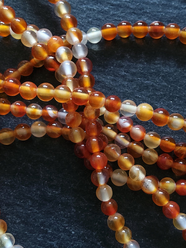 4.3mm Carnelian Beads Grade A Natural Dyed Round Polished Full 16 inch Strand Hole: 1mm