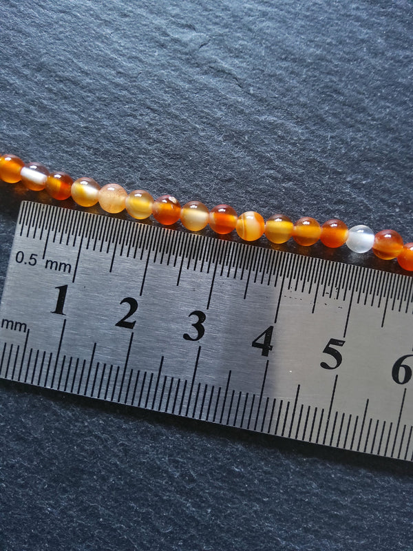 4.3mm Carnelian Beads Grade A Natural Dyed Round Polished Full 16 inch Strand Hole: 1mm