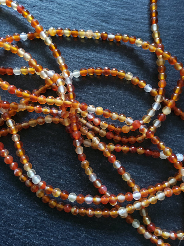 4.3mm Carnelian Beads Grade A Natural Dyed Round Polished Full 16 inch Strand Hole: 1mm