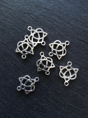 10 or 50 Celtic Knot Connector Charms Bright Silver Plated 25x19mm