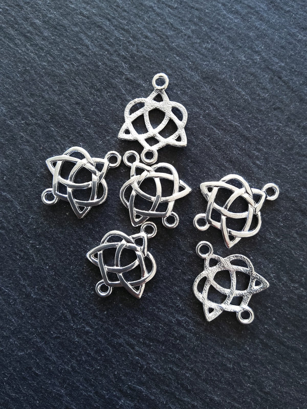 10 or 50 Celtic Knot Connector Charms Bright Silver Plated 25x19mm