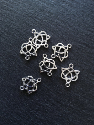 10 or 50 Celtic Knot Connector Charms Bright Silver Plated 25x19mm