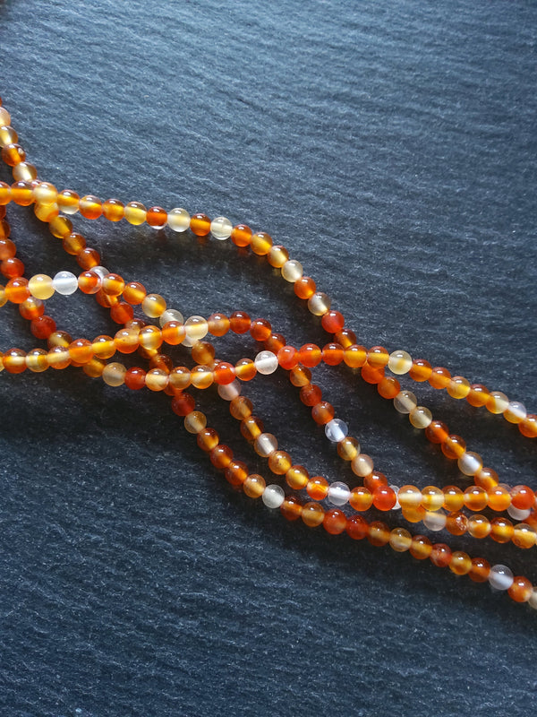 4.3mm Carnelian Beads Grade A Natural Dyed Round Polished Full 16 inch Strand Hole: 1mm