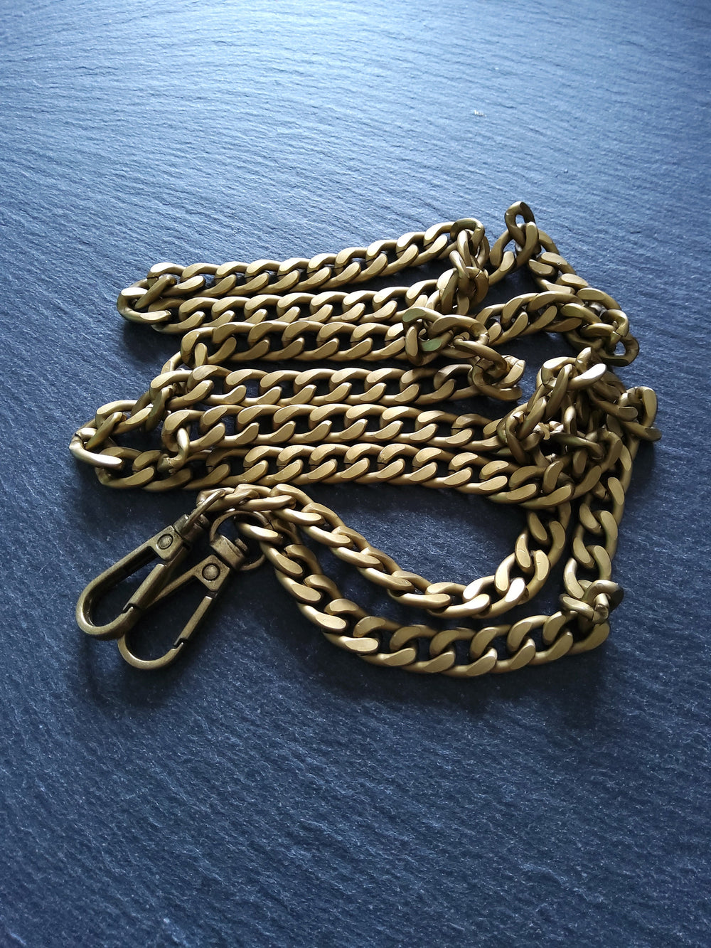 Lightweight Aluminium Chain Bag Strap with Clasps. Antique Bronze Tone. 63 inches (160cm) Long. 7mm Wide