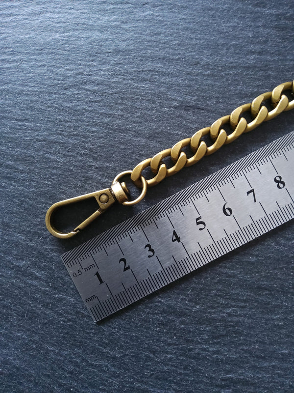 Lightweight Aluminium Chain Bag Strap with Clasps. Antique Bronze Tone. 63 inches (160cm) Long. 7mm Wide