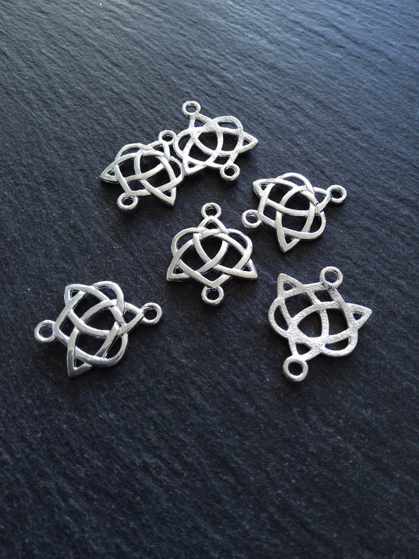 10 or 50 Celtic Knot Connector Charms Bright Silver Plated 25x19mm