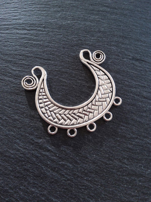 2 or 10 Crescent Chandelier Connector Pendant Antique Silver Tone 57x51mm