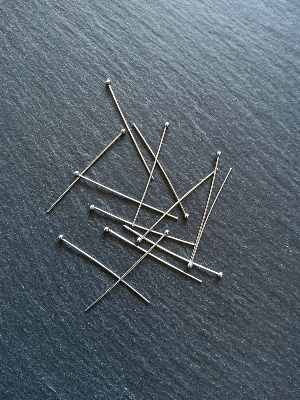 20 or 100 Stainless Steel Ball Head Pins 40mm Long 0.7mm Wide (21 gauge)