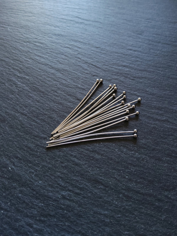 20 or 100 Stainless Steel Ball Head Pins 40mm Long 0.7mm Wide (21 gauge)