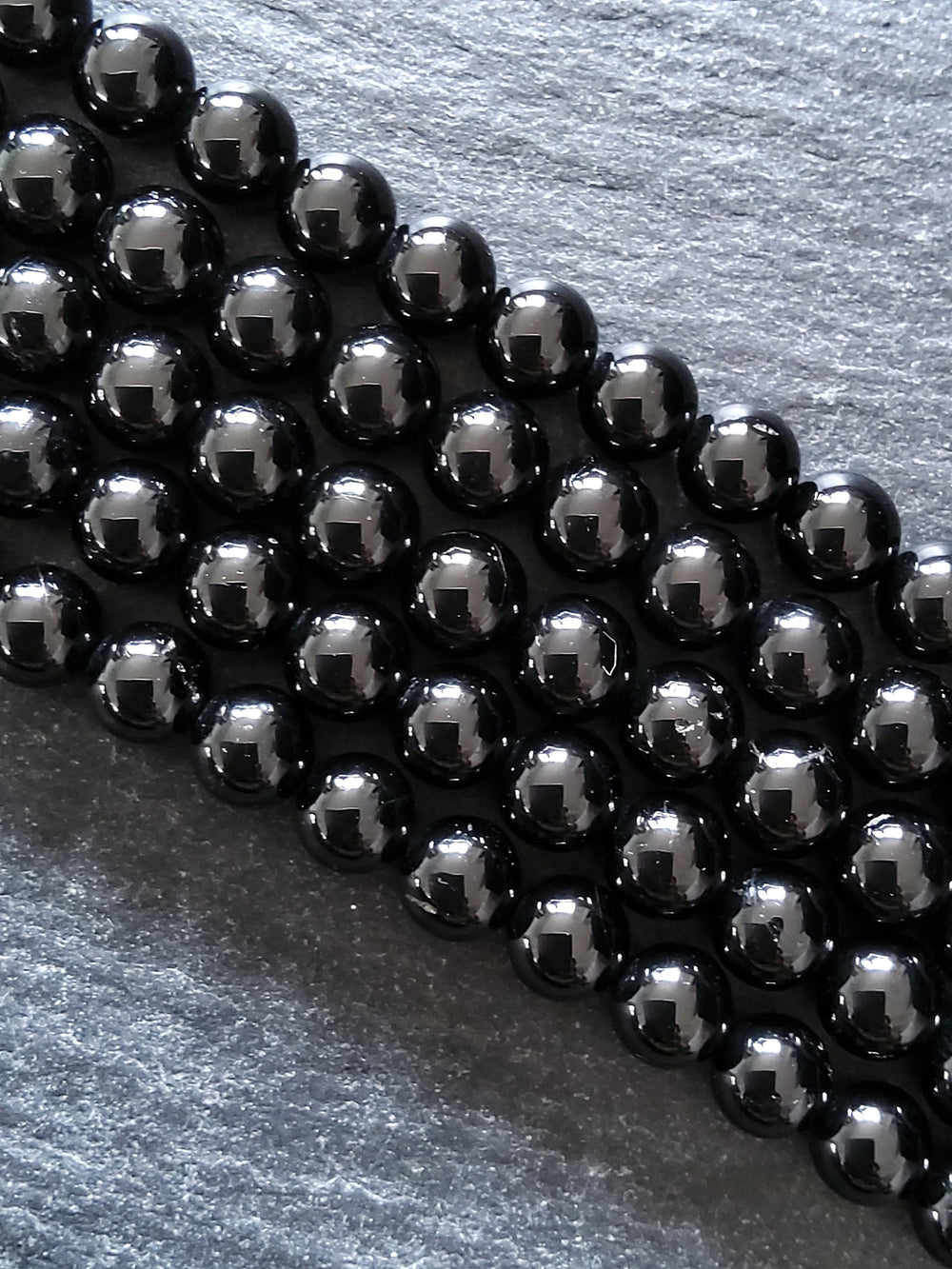 6.5mm Black Tourmaline Natural Polished Gemstone Round Beads Full 15.5 inch Strand (BLT6-4) - ContentedCatz