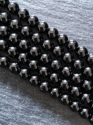 6.5mm Black Tourmaline Natural Polished Gemstone Round Beads Full 15.5 inch Strand (BLT6-4) - ContentedCatz